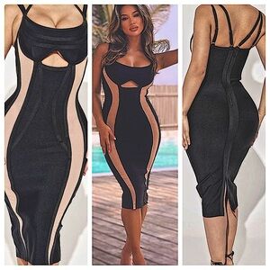 FN Bandage Sexy Midi Dress 🖤🔥✨